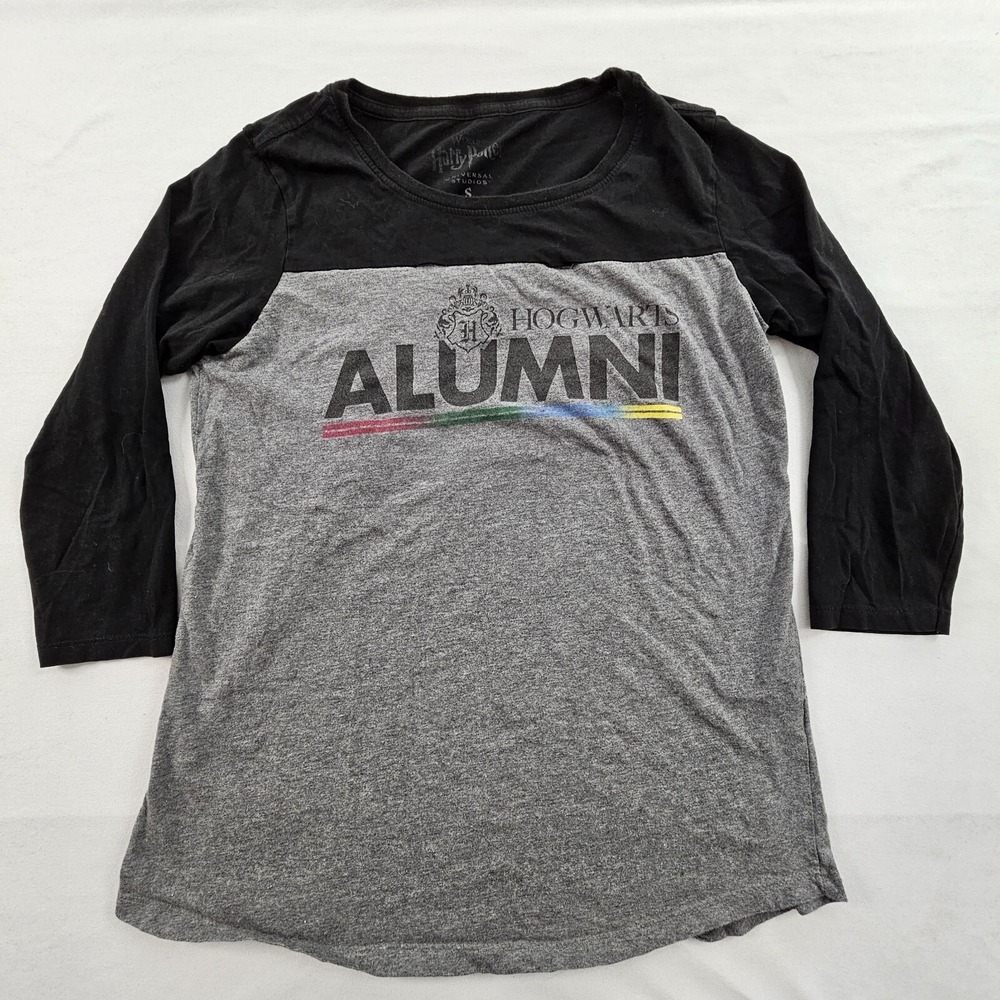 Hogwarts Alumni Gray Colorblock 3/4 Sleeve Cotton T-Shirt Men's S